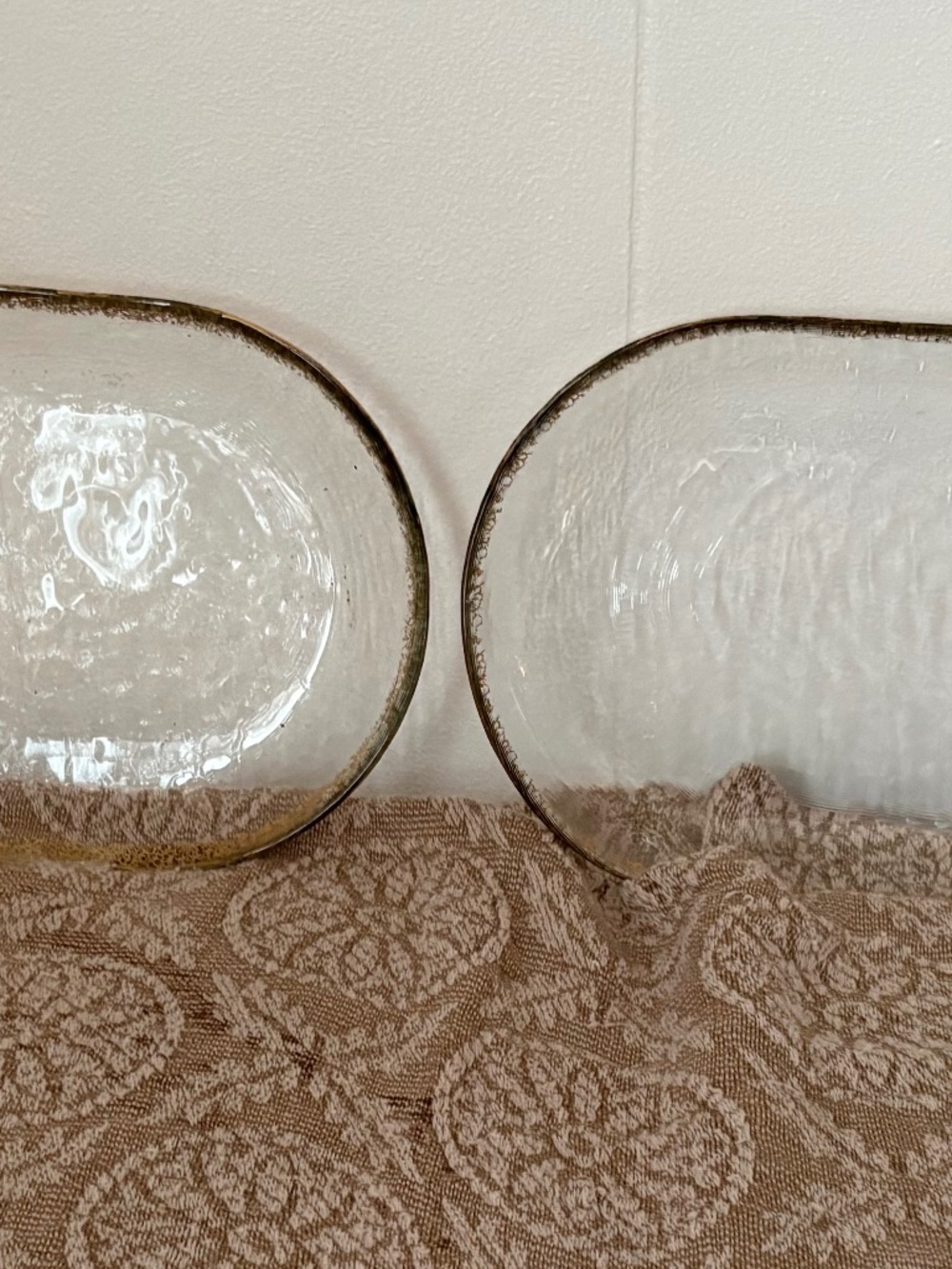 Vintage Gold Rim Glass Platters Set